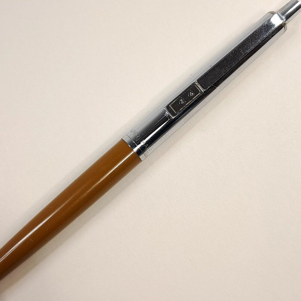 Vintage Paper Mate Double Heart Ballpoint Pen Brown‎ & Chrome silver made USA